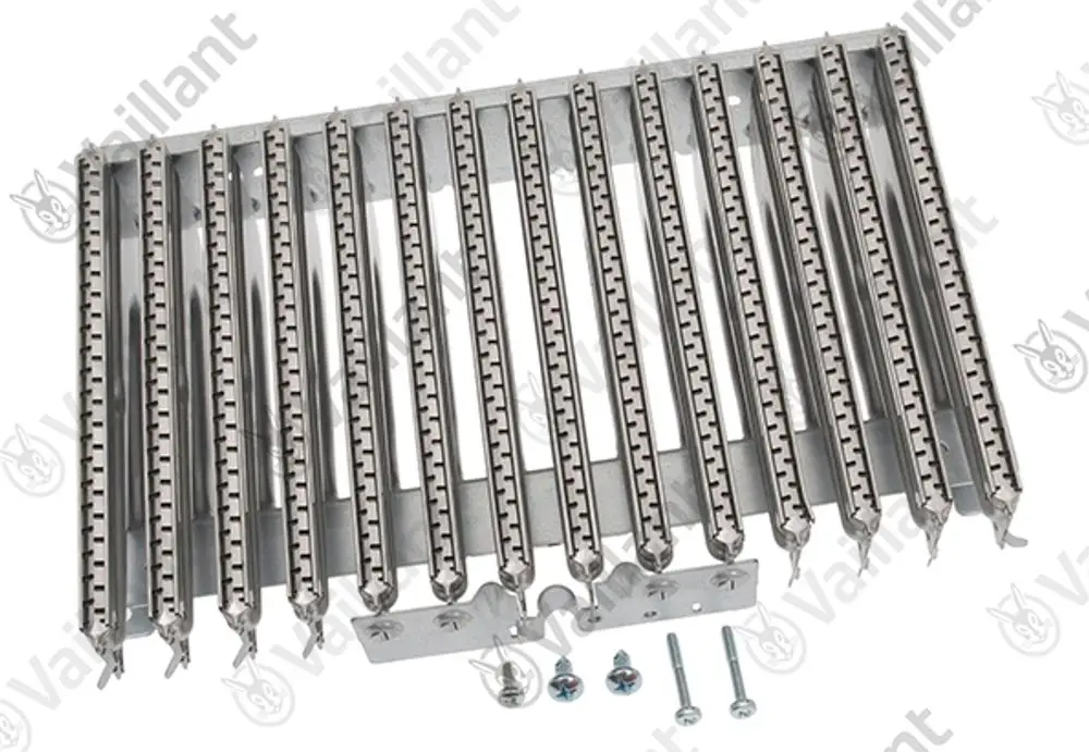 Vaillant Brenner mit mehreren Metallrippen und Befestigungselementen, geeignet für Heizsysteme.